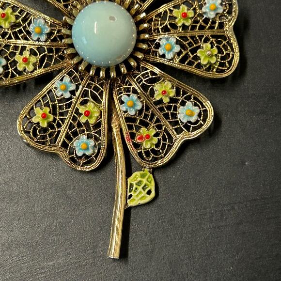 Vintage 50's Mode Art Arthur Pepper "ART" Flower All Over Daisies Brooch Signed - Picture 3 of 7